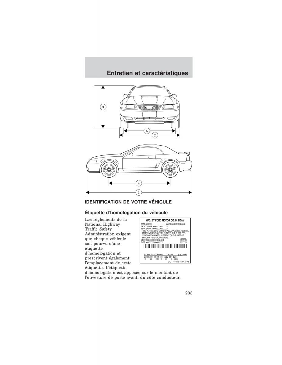 Ford Mustang IV 4 manuel du proprietaire / page 233