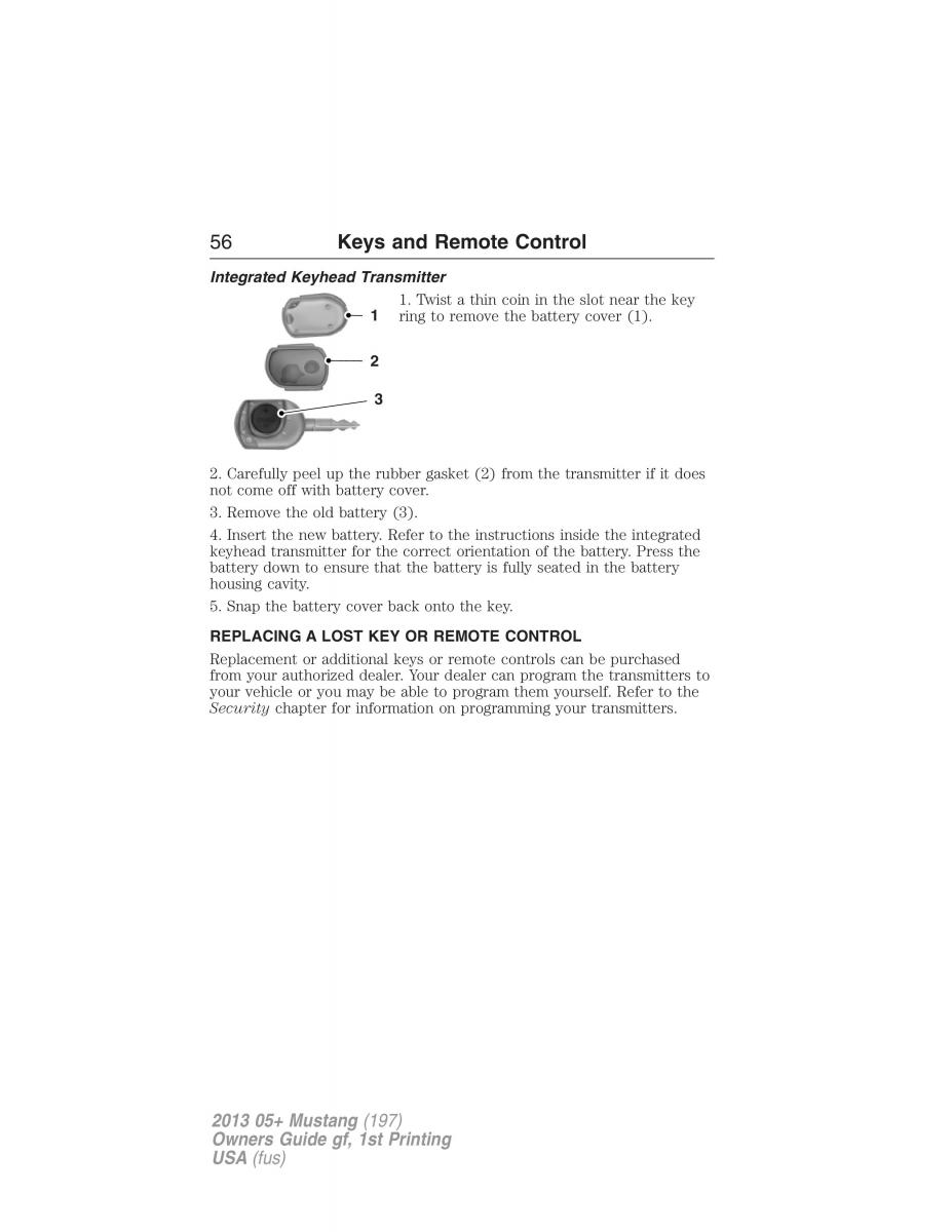 Ford Mustang V 5 owners manual / page 56