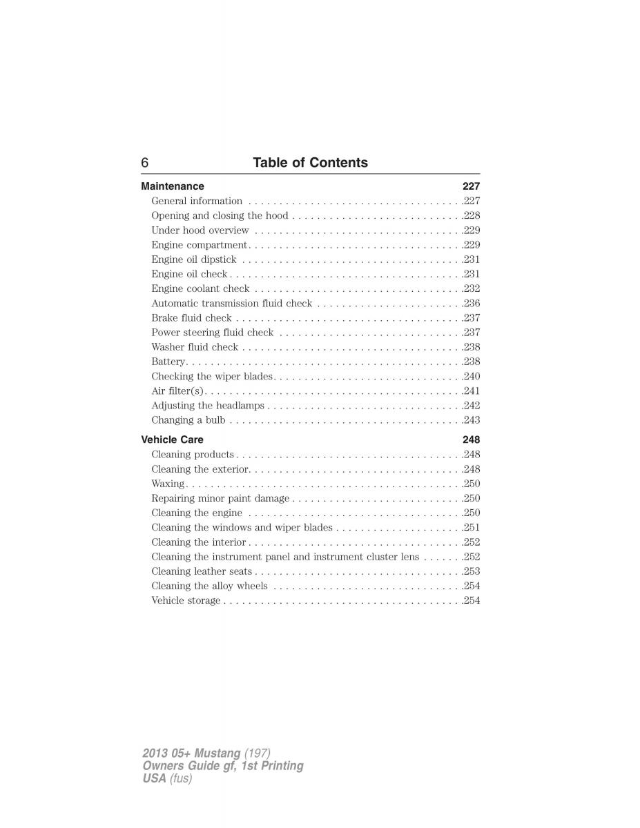 Ford Mustang V 5 owners manual / page 6