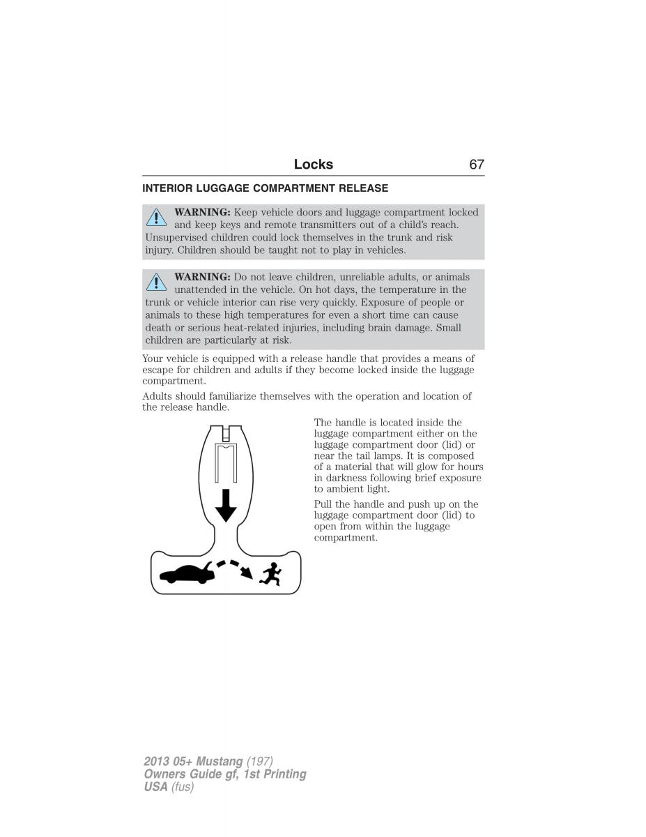 Ford Mustang V 5 owners manual / page 67