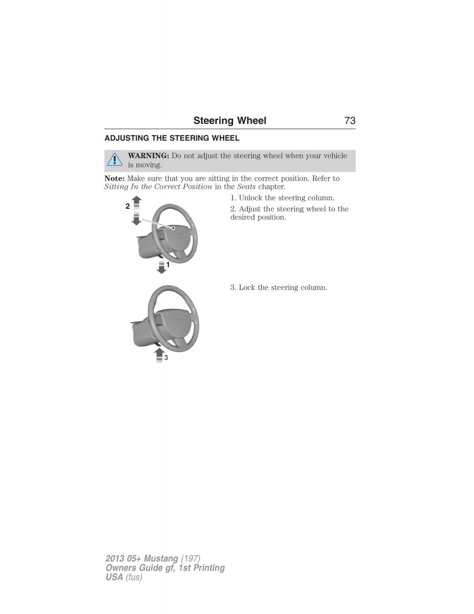 Ford Mustang V 5 owners manual / page 73