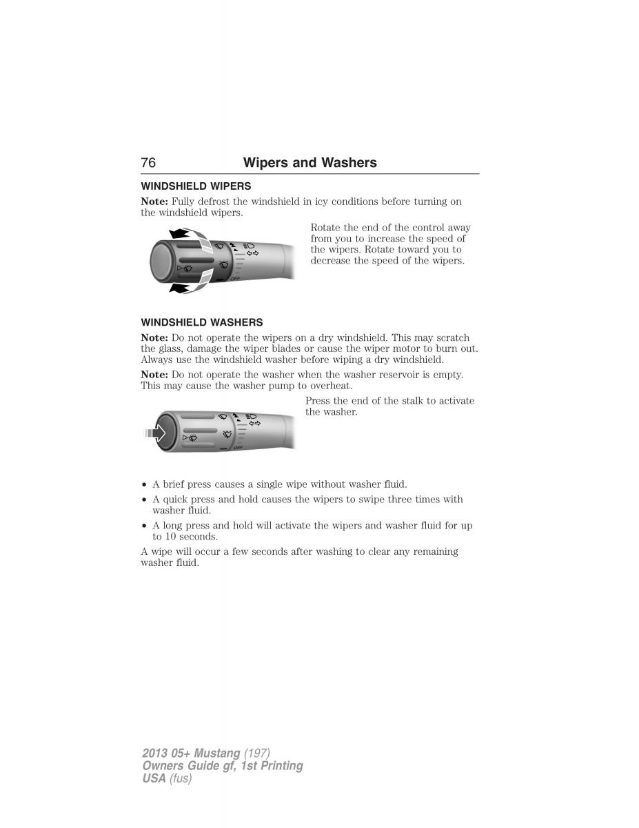 Ford Mustang V 5 owners manual / page 76