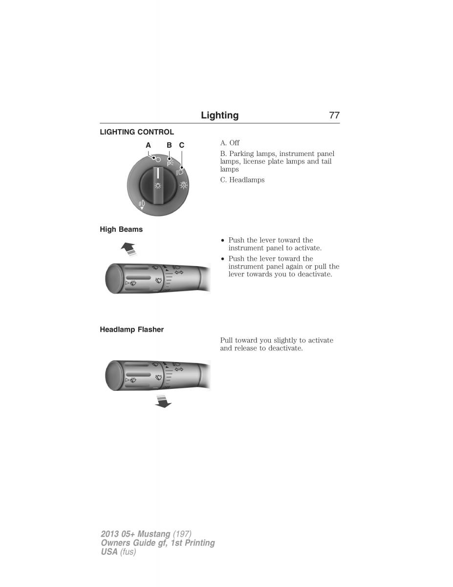 Ford Mustang V 5 owners manual / page 77