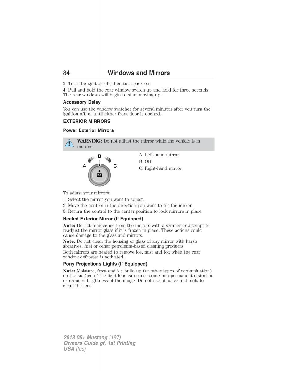 Ford Mustang V 5 owners manual / page 84