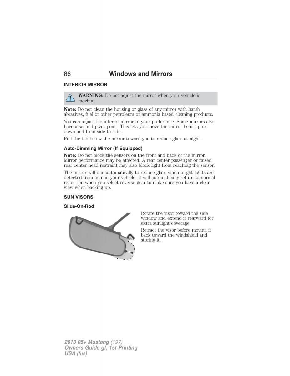 Ford Mustang V 5 owners manual / page 86