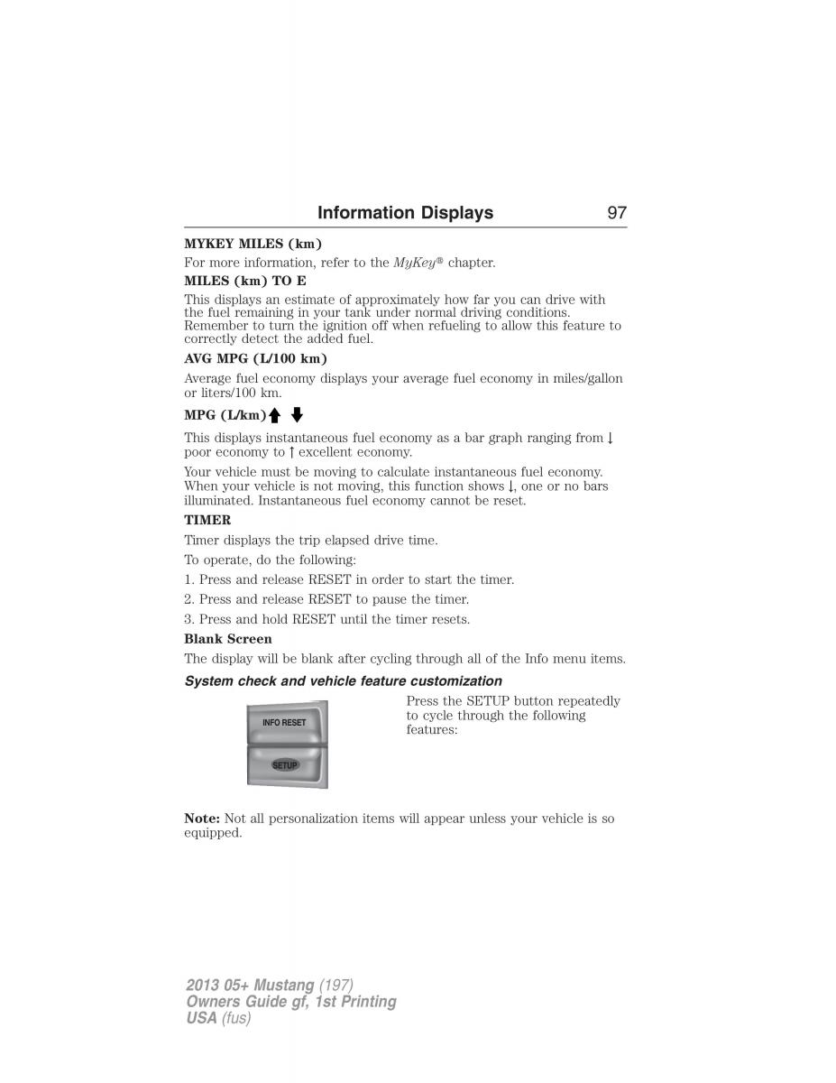 Ford Mustang V 5 owners manual / page 97