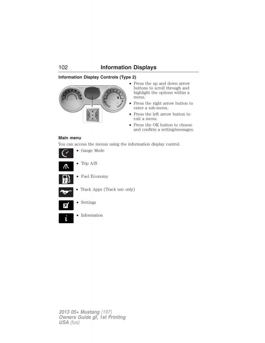 Ford Mustang V 5 owners manual / page 102