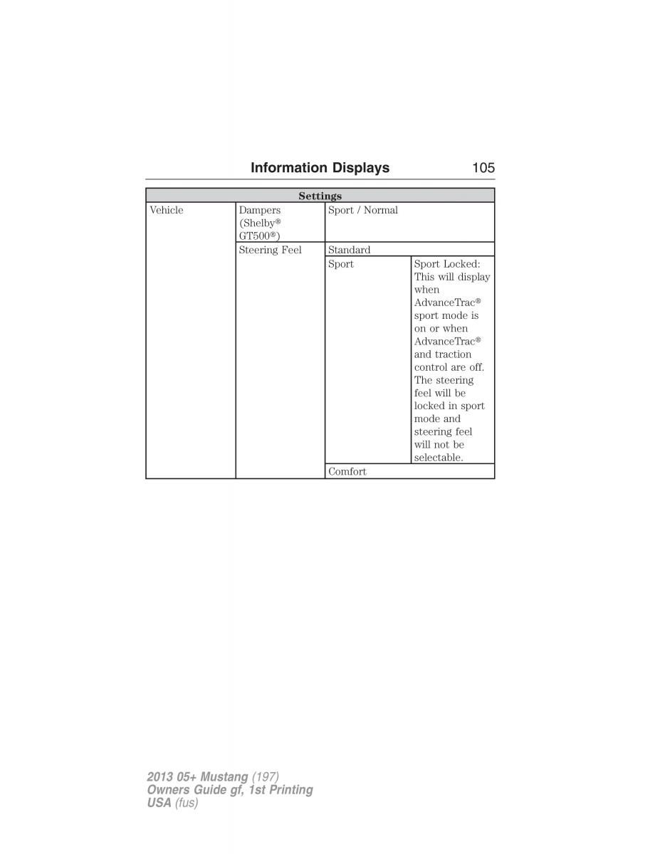 Ford Mustang V 5 owners manual / page 105