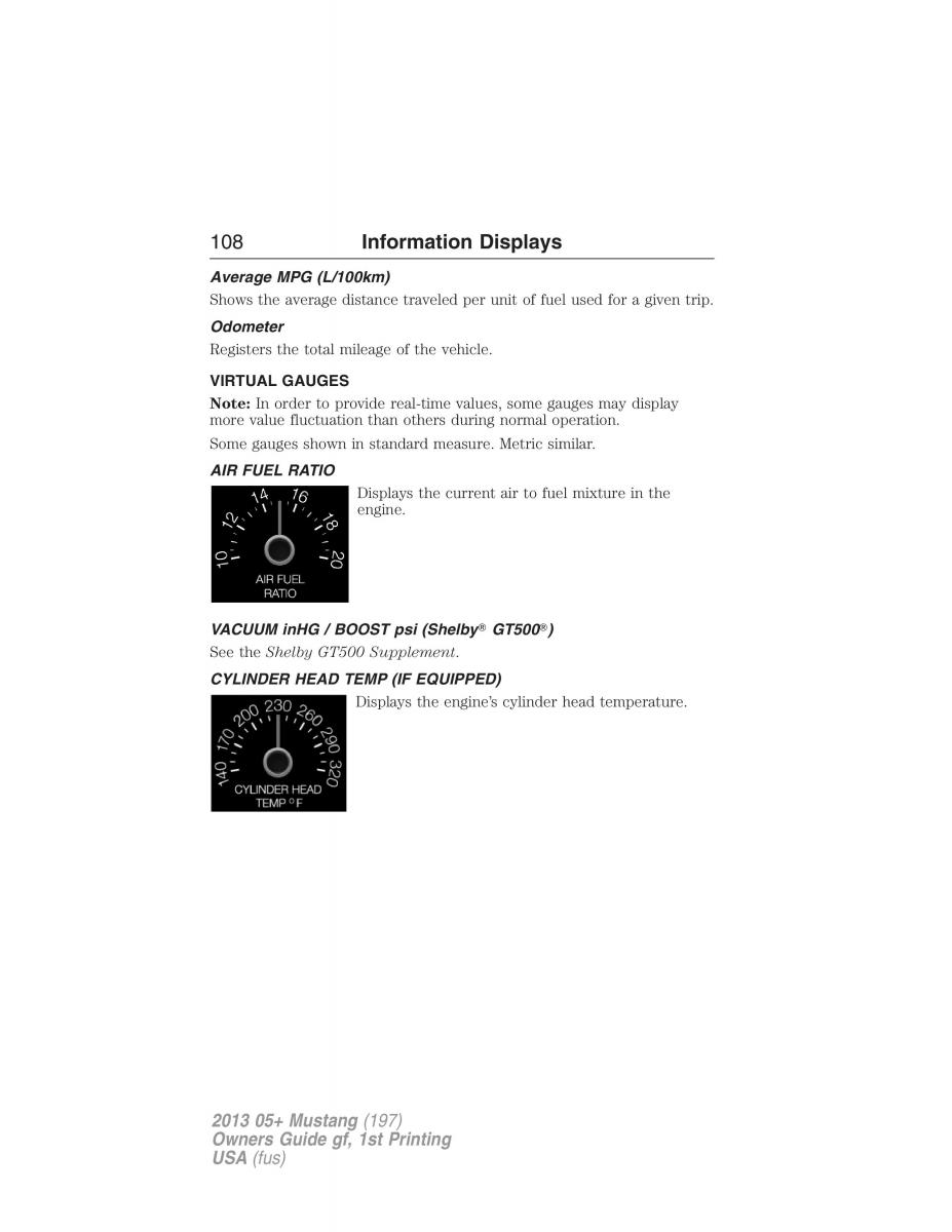 Ford Mustang V 5 owners manual / page 108