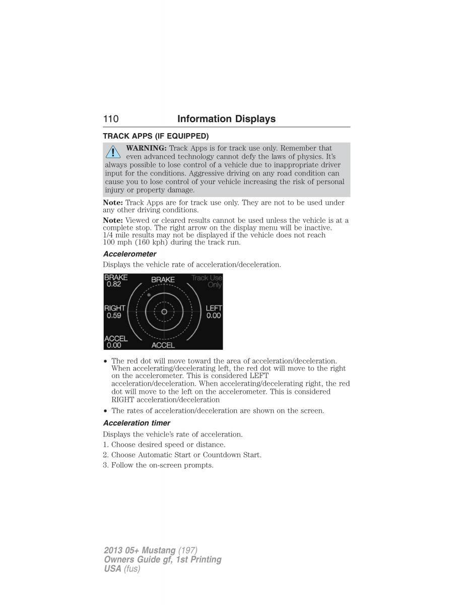 Ford Mustang V 5 owners manual / page 110