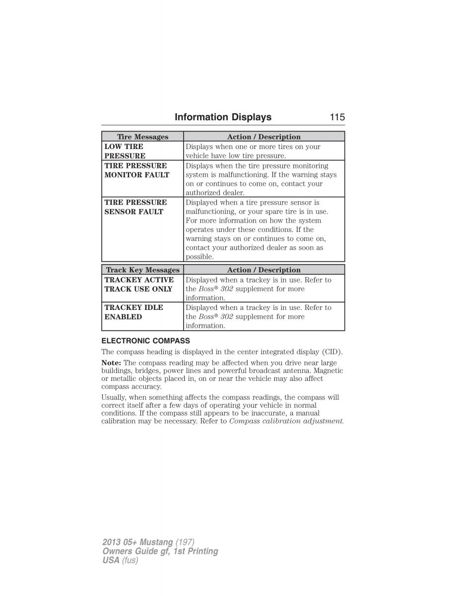 Ford Mustang V 5 owners manual / page 115