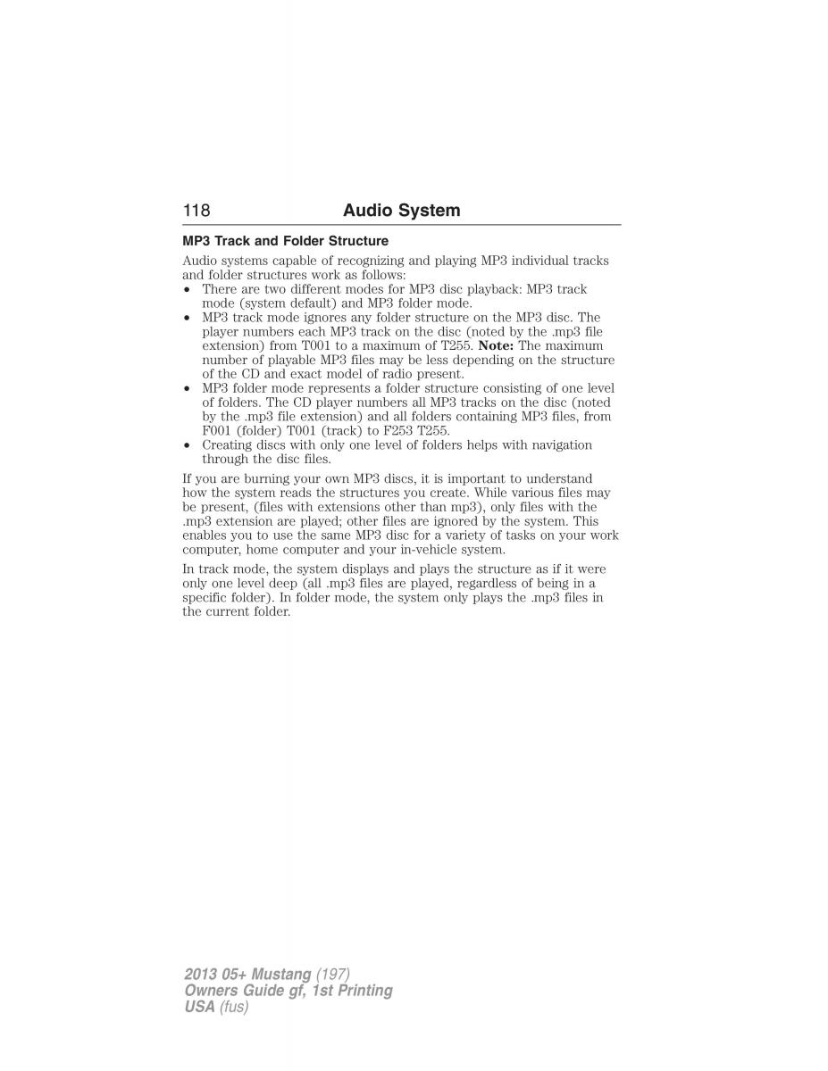 Ford Mustang V 5 owners manual / page 118