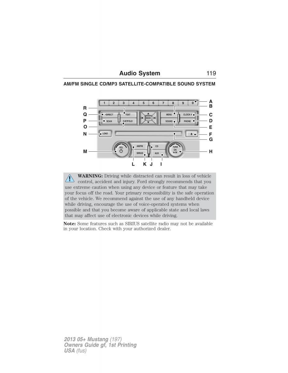 Ford Mustang V 5 owners manual / page 119