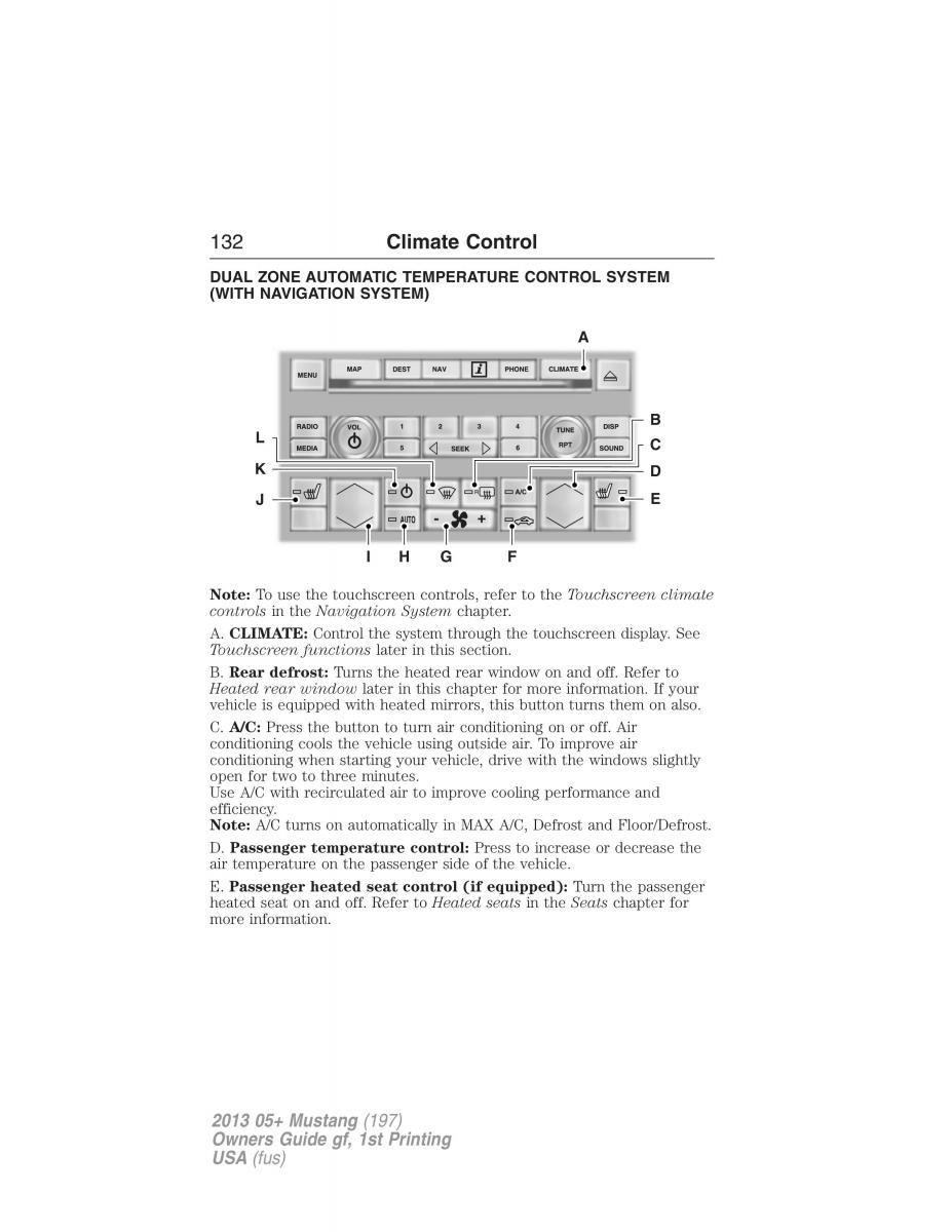 Ford Mustang V 5 owners manual / page 132