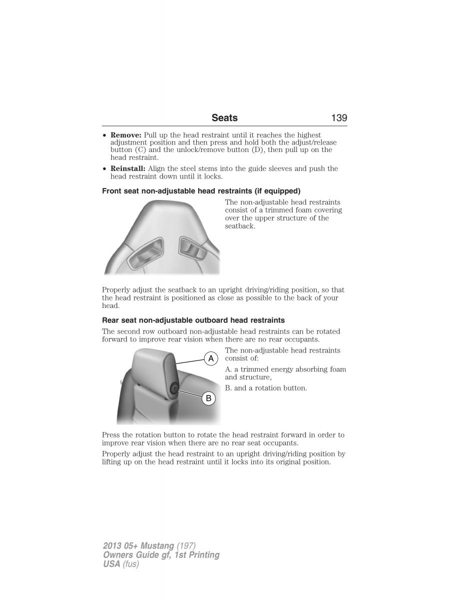 Ford Mustang V 5 owners manual / page 139