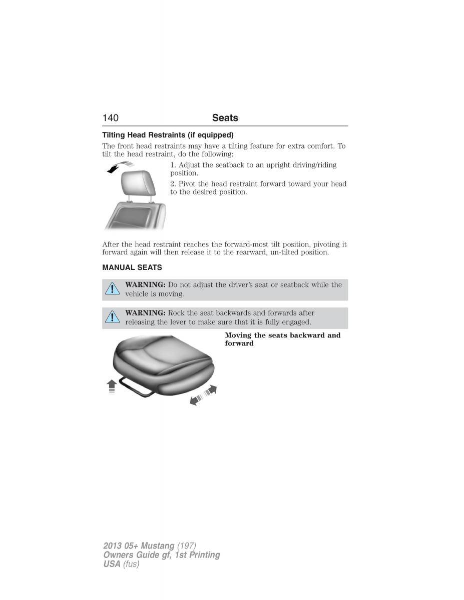 Ford Mustang V 5 owners manual / page 140