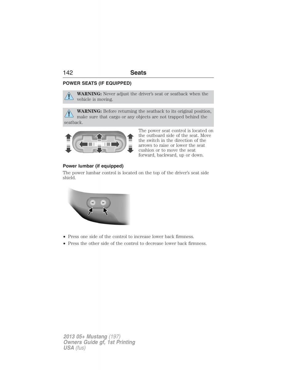 Ford Mustang V 5 owners manual / page 142