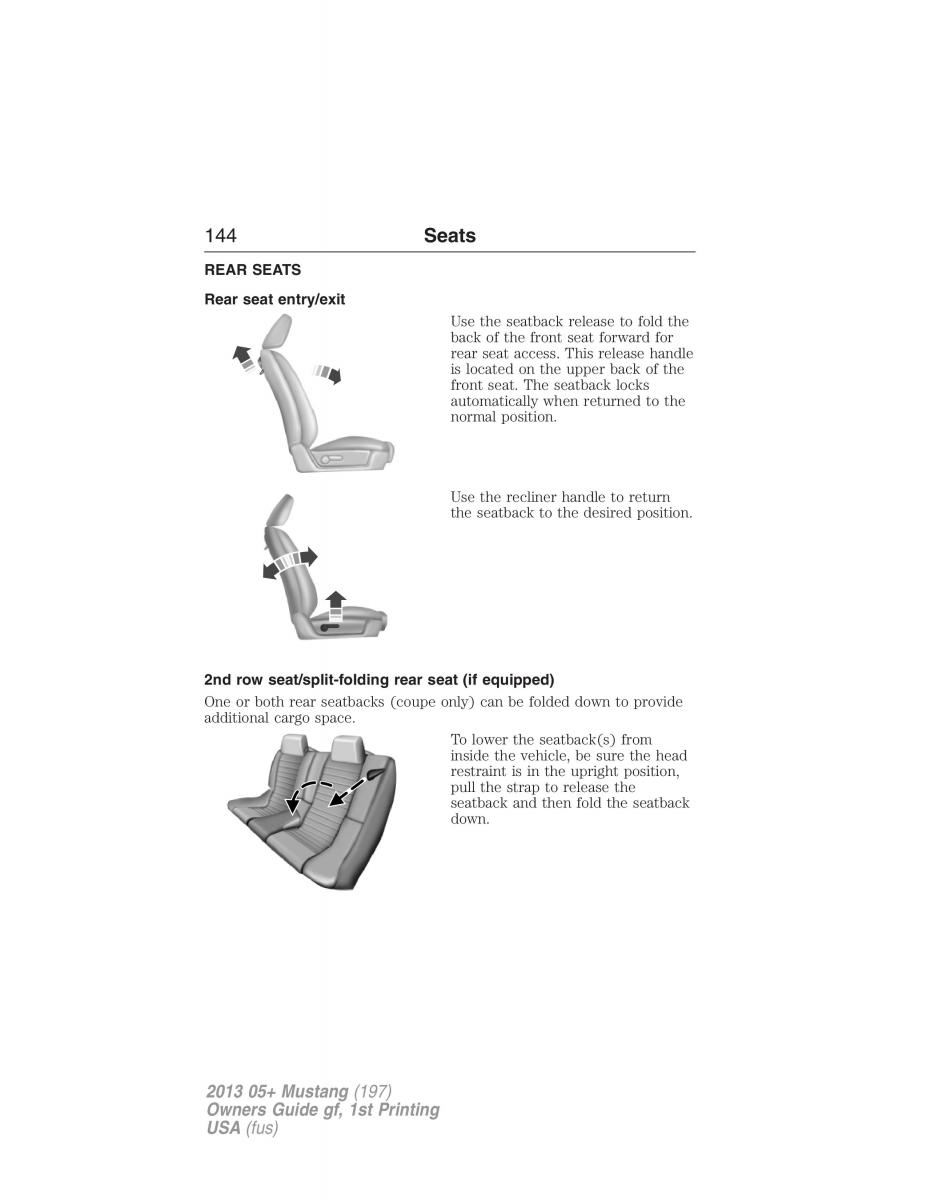 Ford Mustang V 5 owners manual / page 144