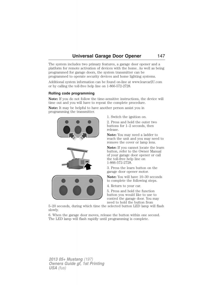 Ford Mustang V 5 owners manual / page 147