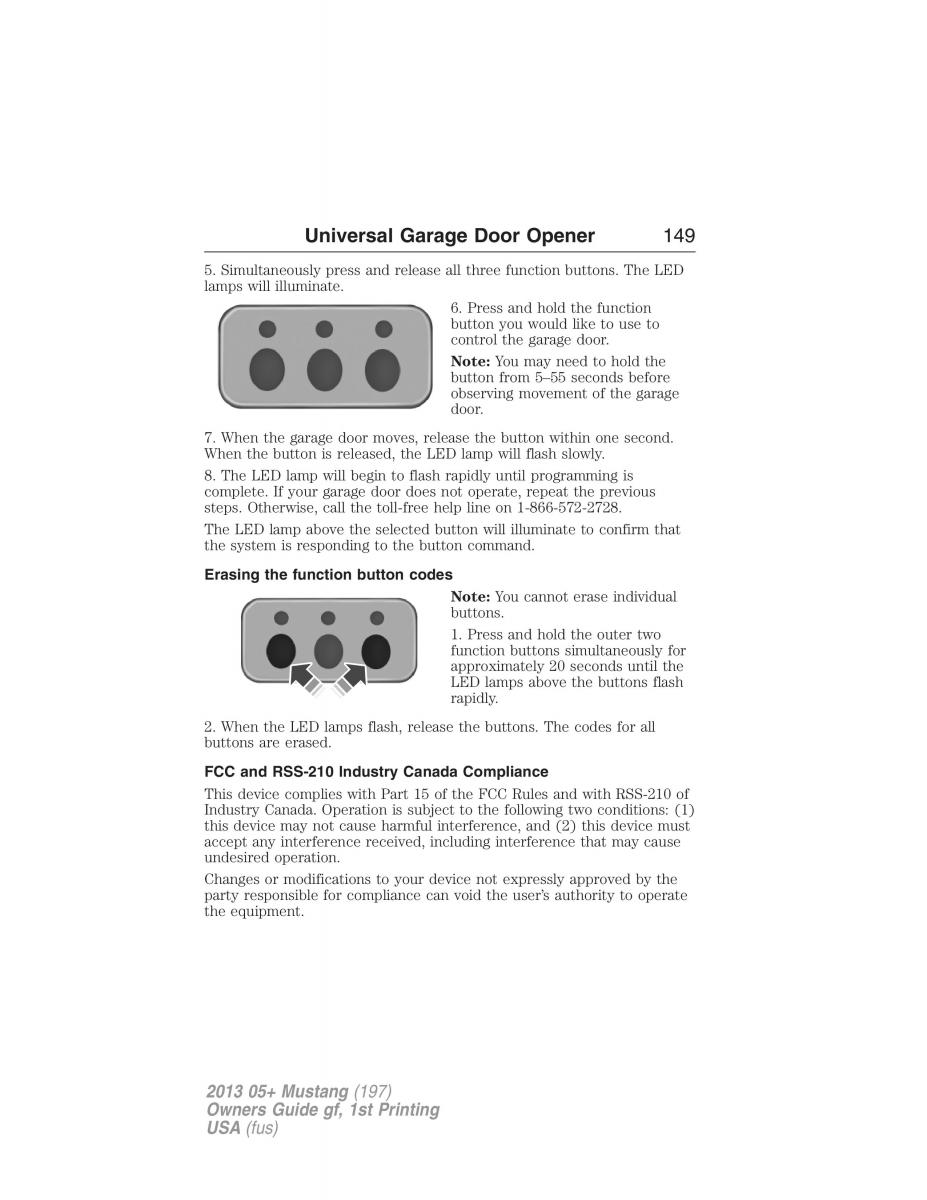 Ford Mustang V 5 owners manual / page 149