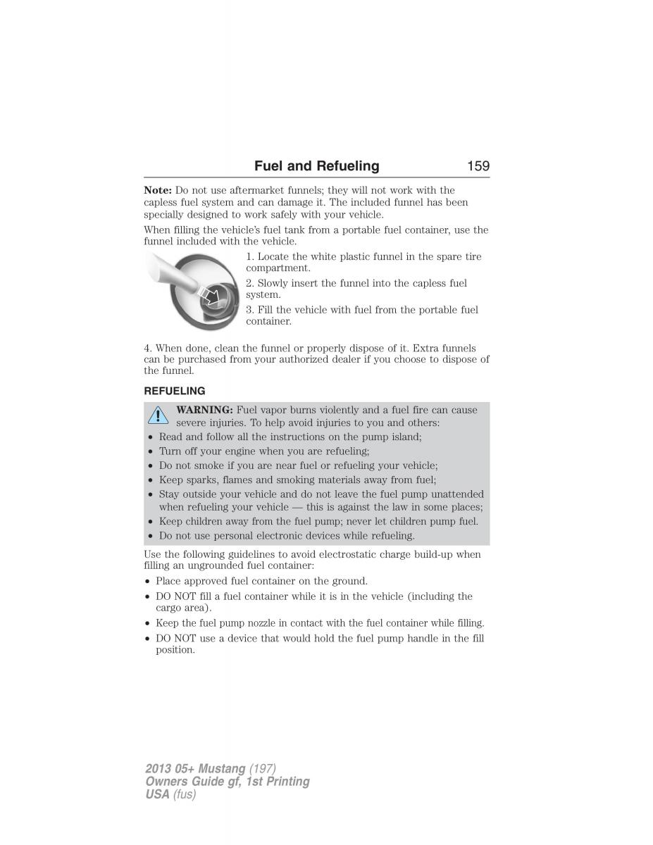 Ford Mustang V 5 owners manual / page 159