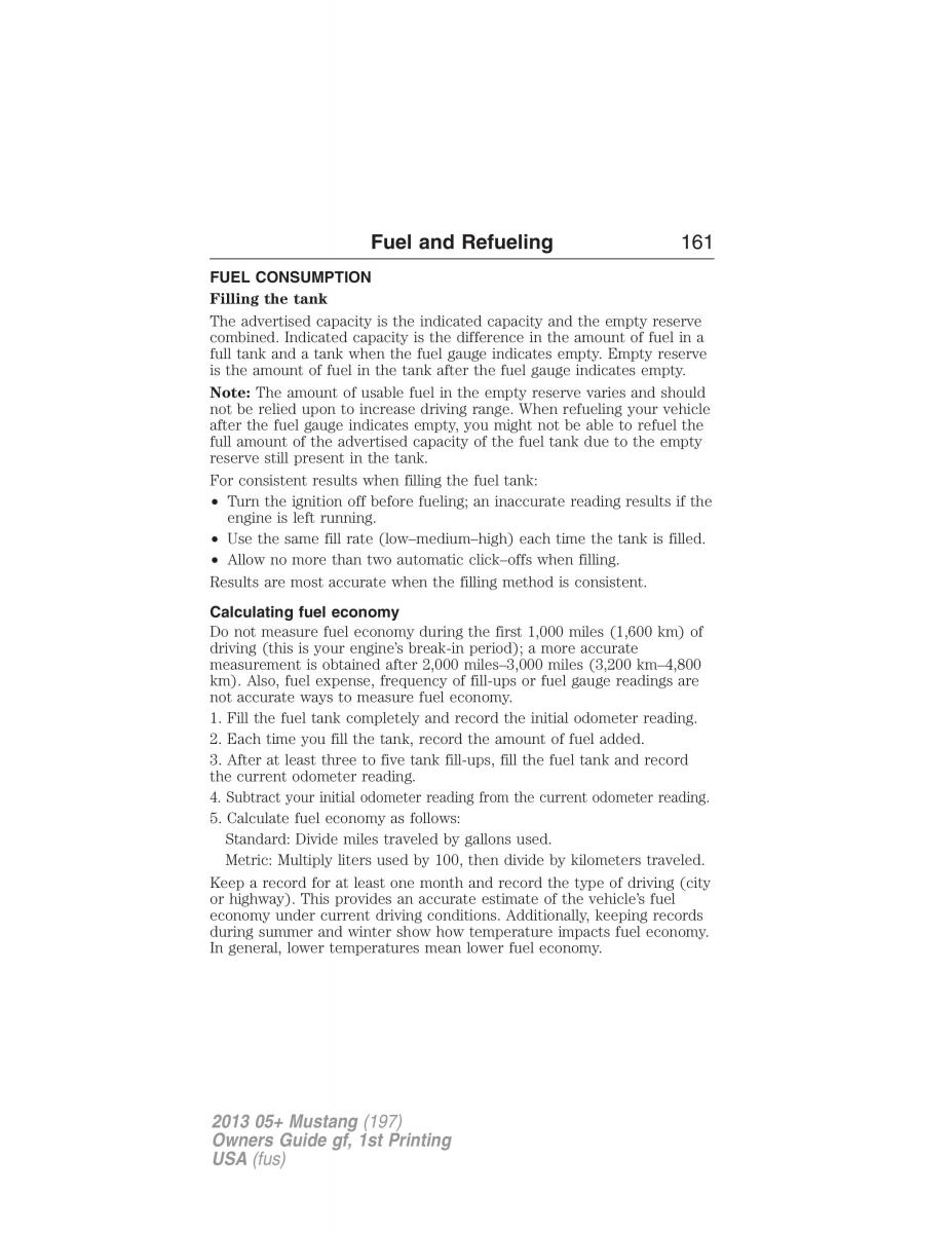 Ford Mustang V 5 owners manual / page 161