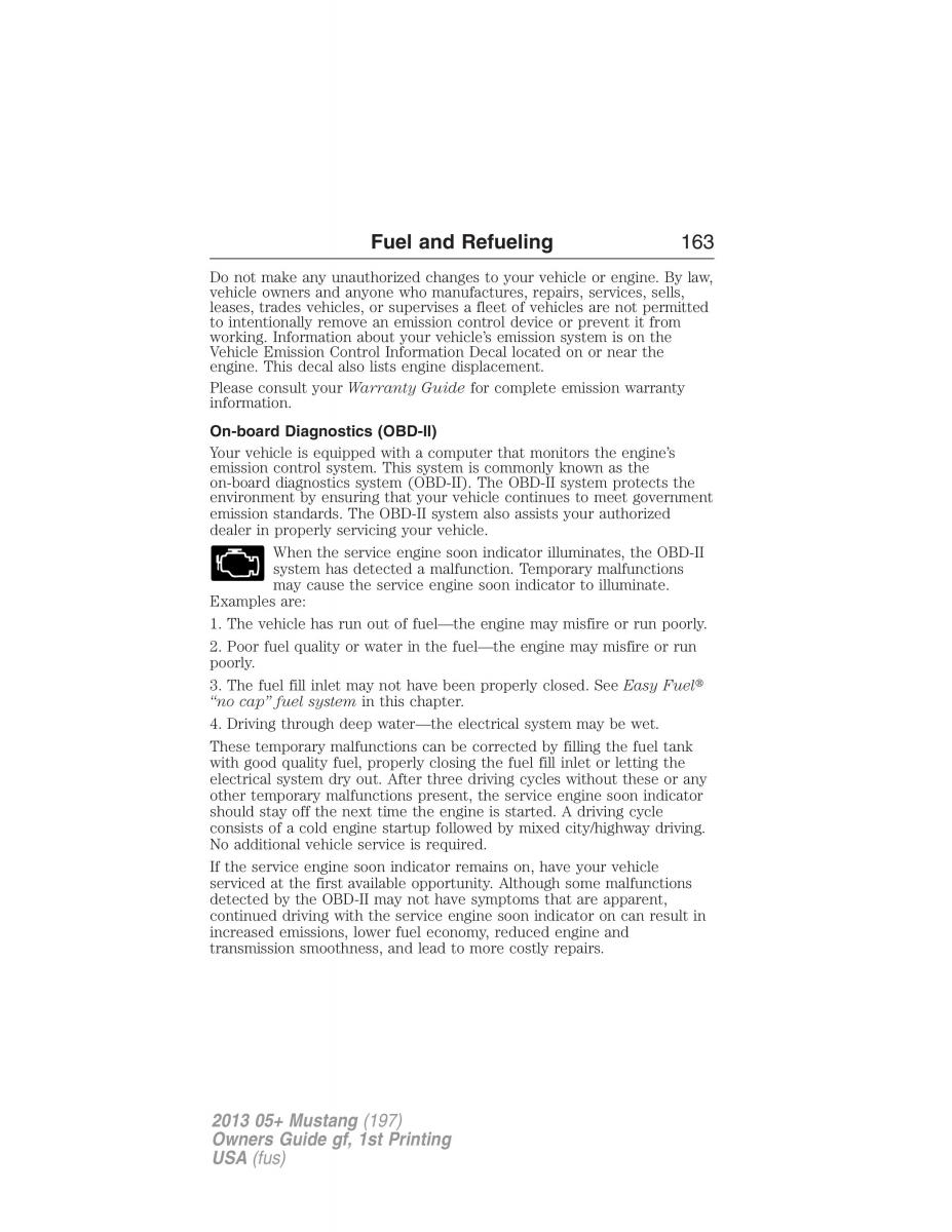 Ford Mustang V 5 owners manual / page 163