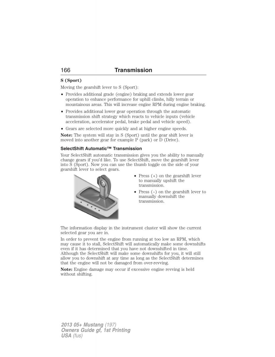 Ford Mustang V 5 owners manual / page 166