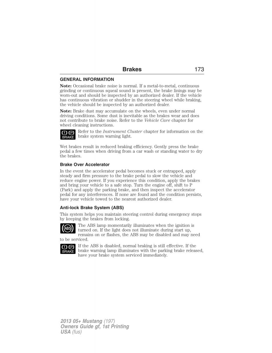 Ford Mustang V 5 owners manual / page 173