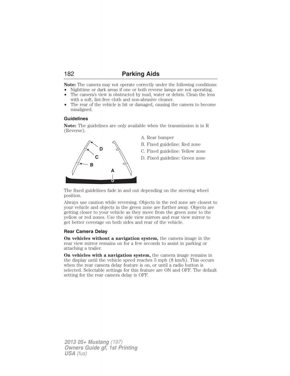 Ford Mustang V 5 owners manual / page 182