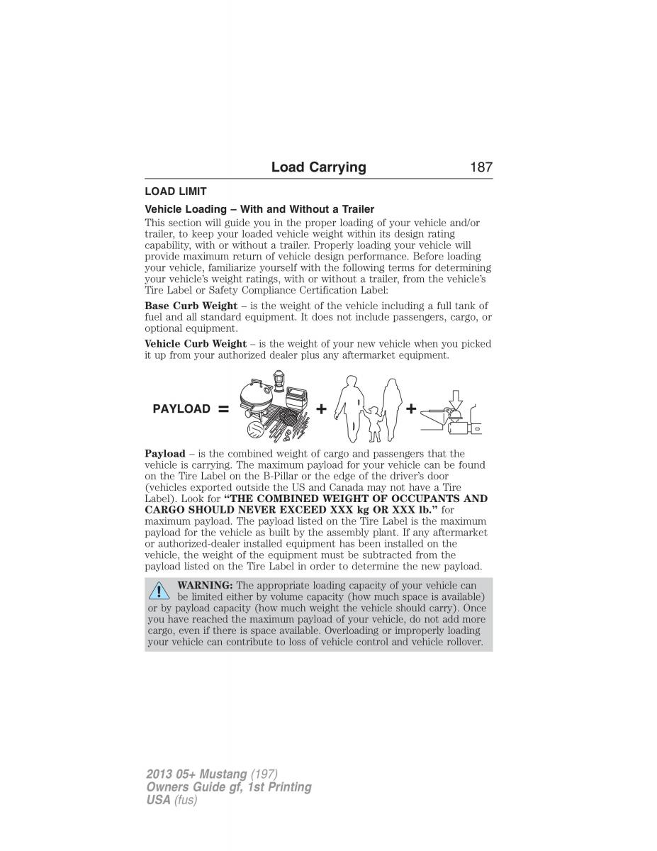 Ford Mustang V 5 owners manual / page 187