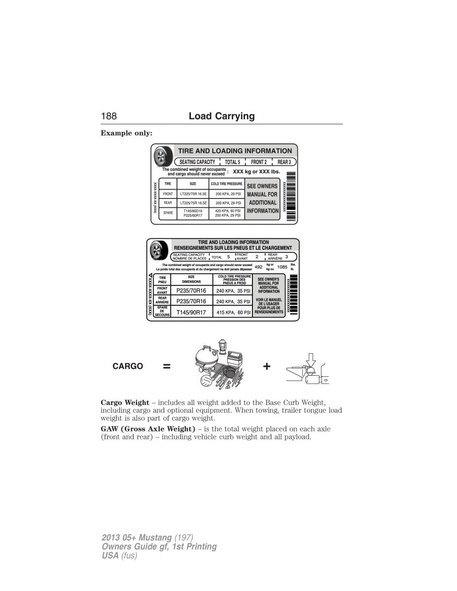 Ford Mustang V 5 owners manual / page 188