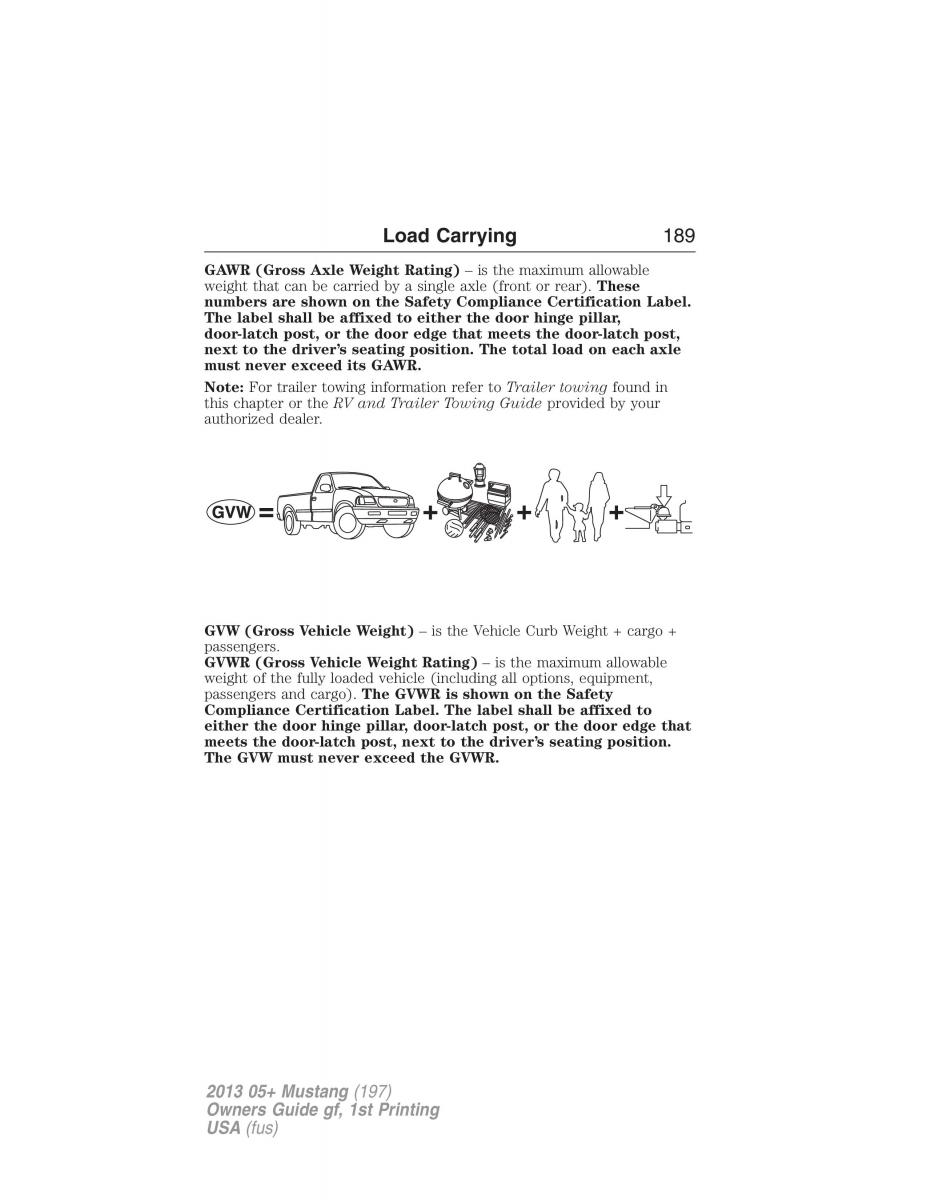 Ford Mustang V 5 owners manual / page 189