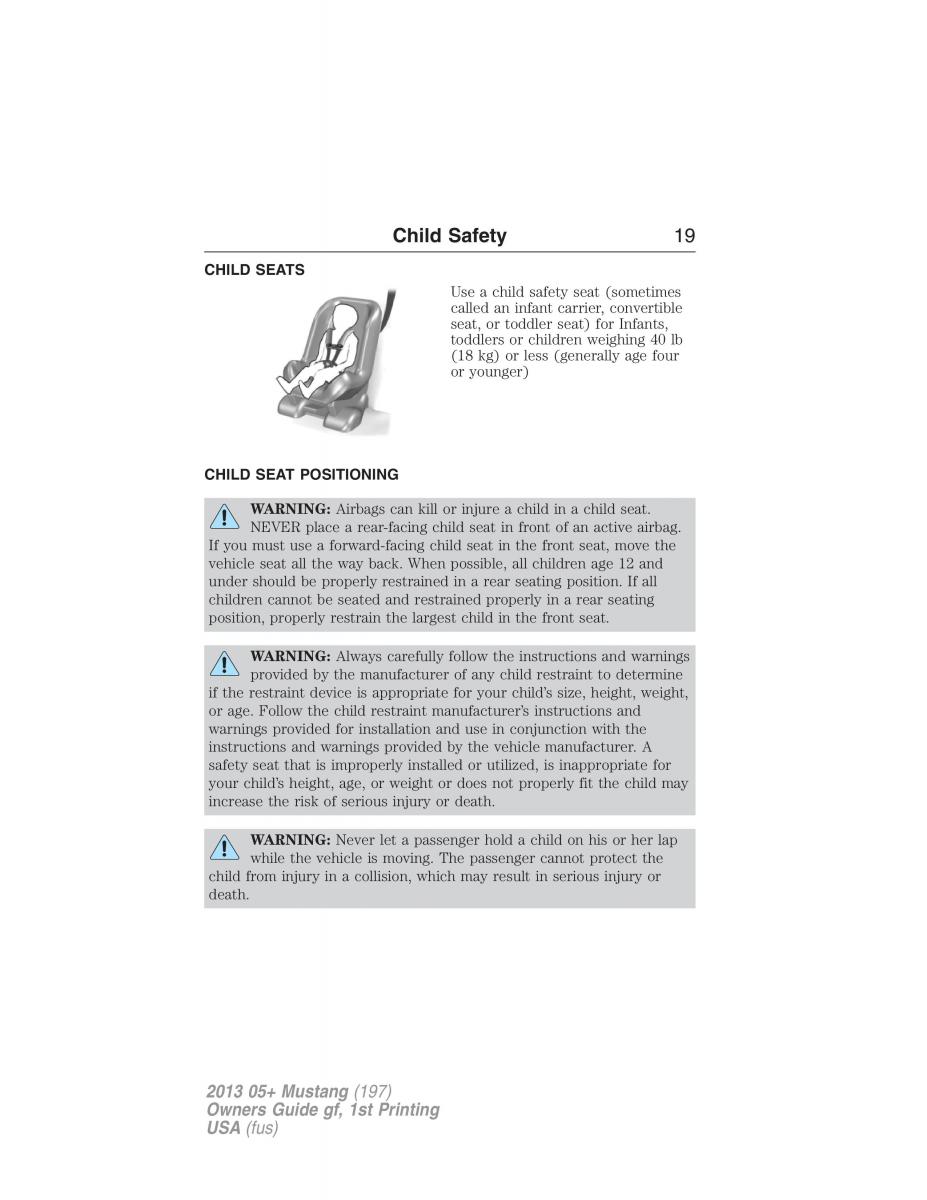 Ford Mustang V 5 owners manual / page 19