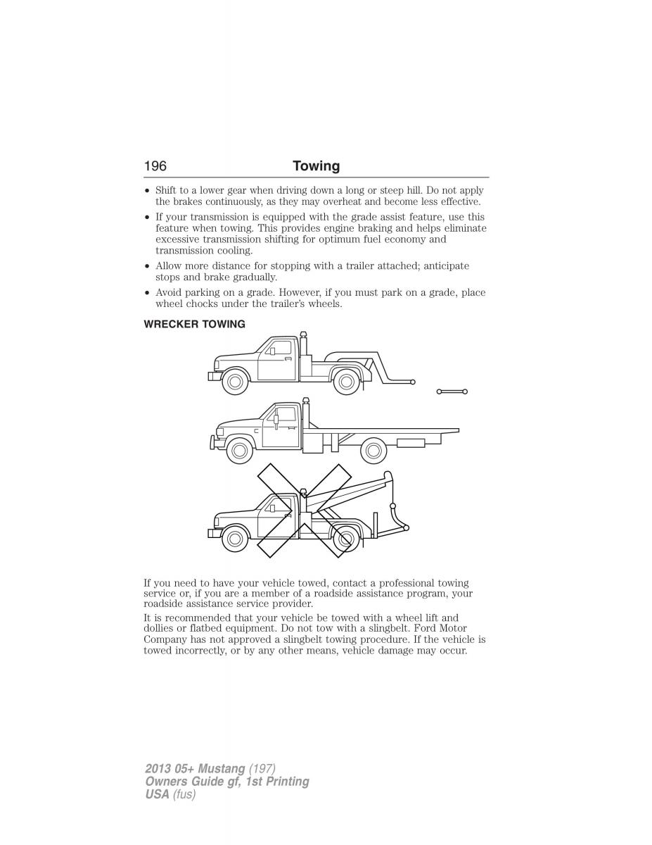 Ford Mustang V 5 owners manual / page 196