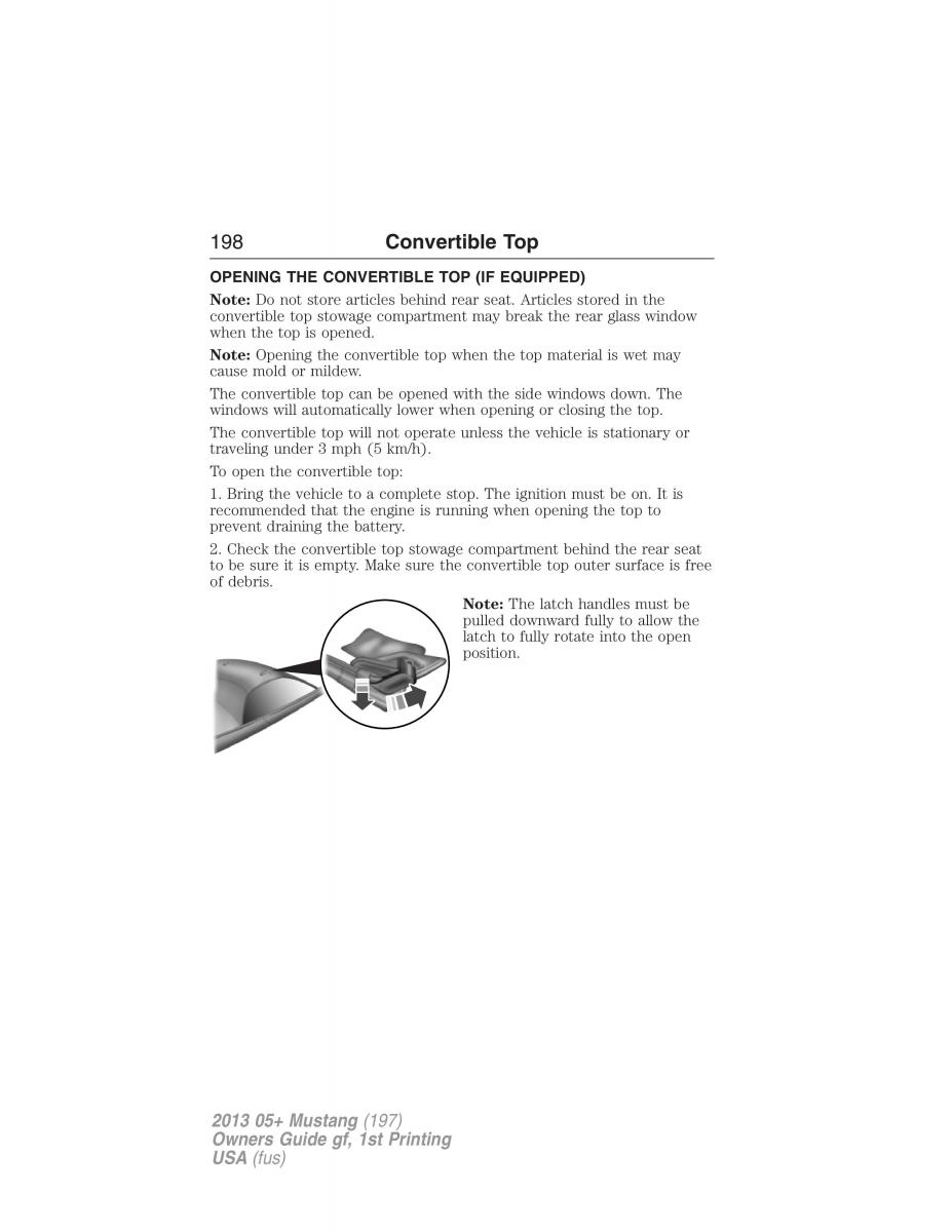 Ford Mustang V 5 owners manual / page 198