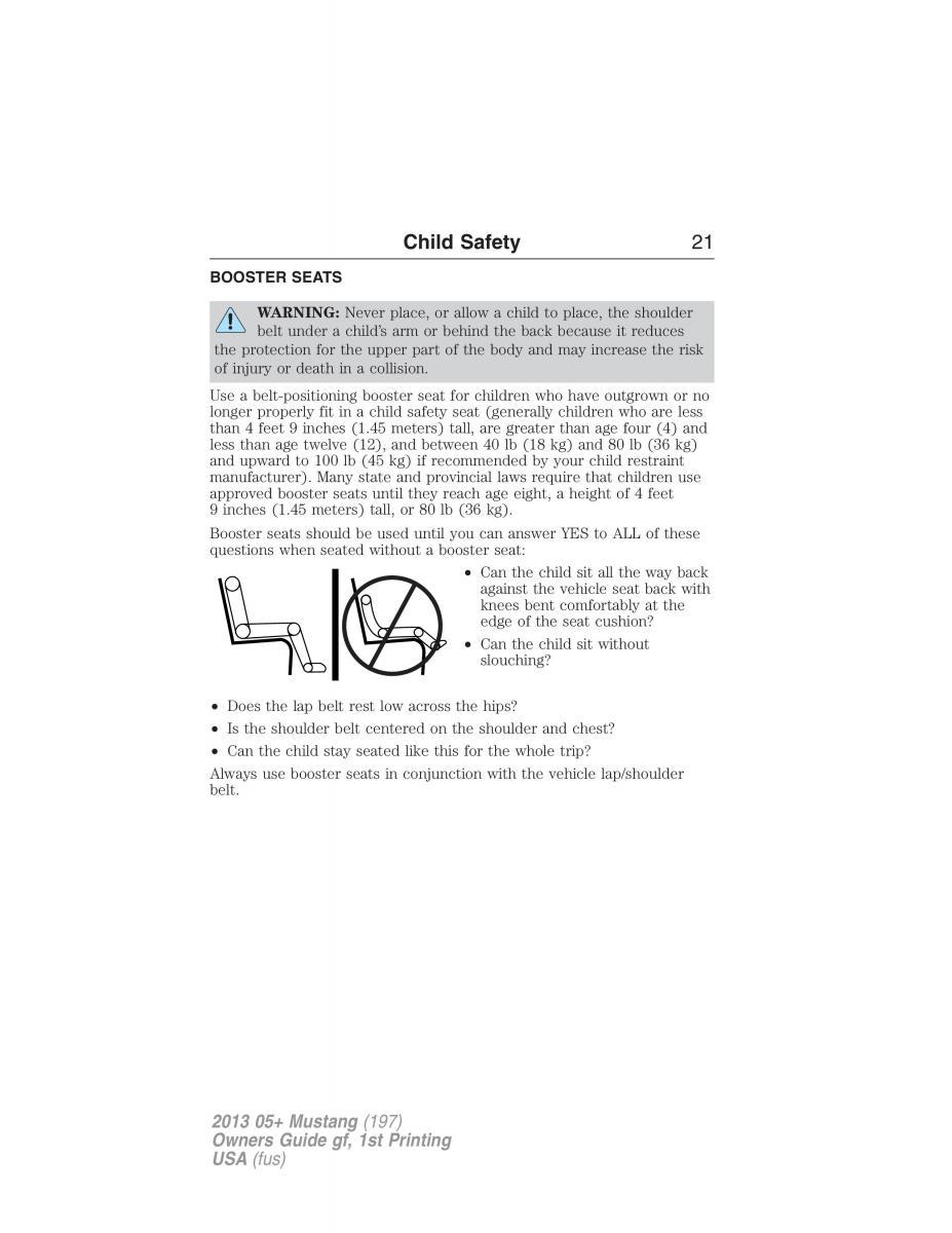 Ford Mustang V 5 owners manual / page 21