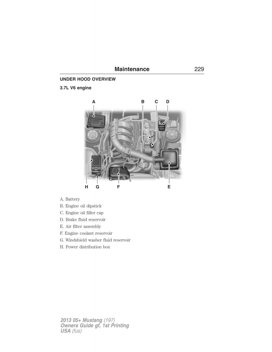 Ford Mustang V 5 owners manual / page 229