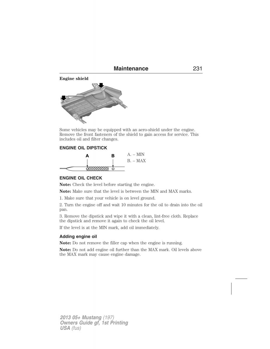 Ford Mustang V 5 owners manual / page 231