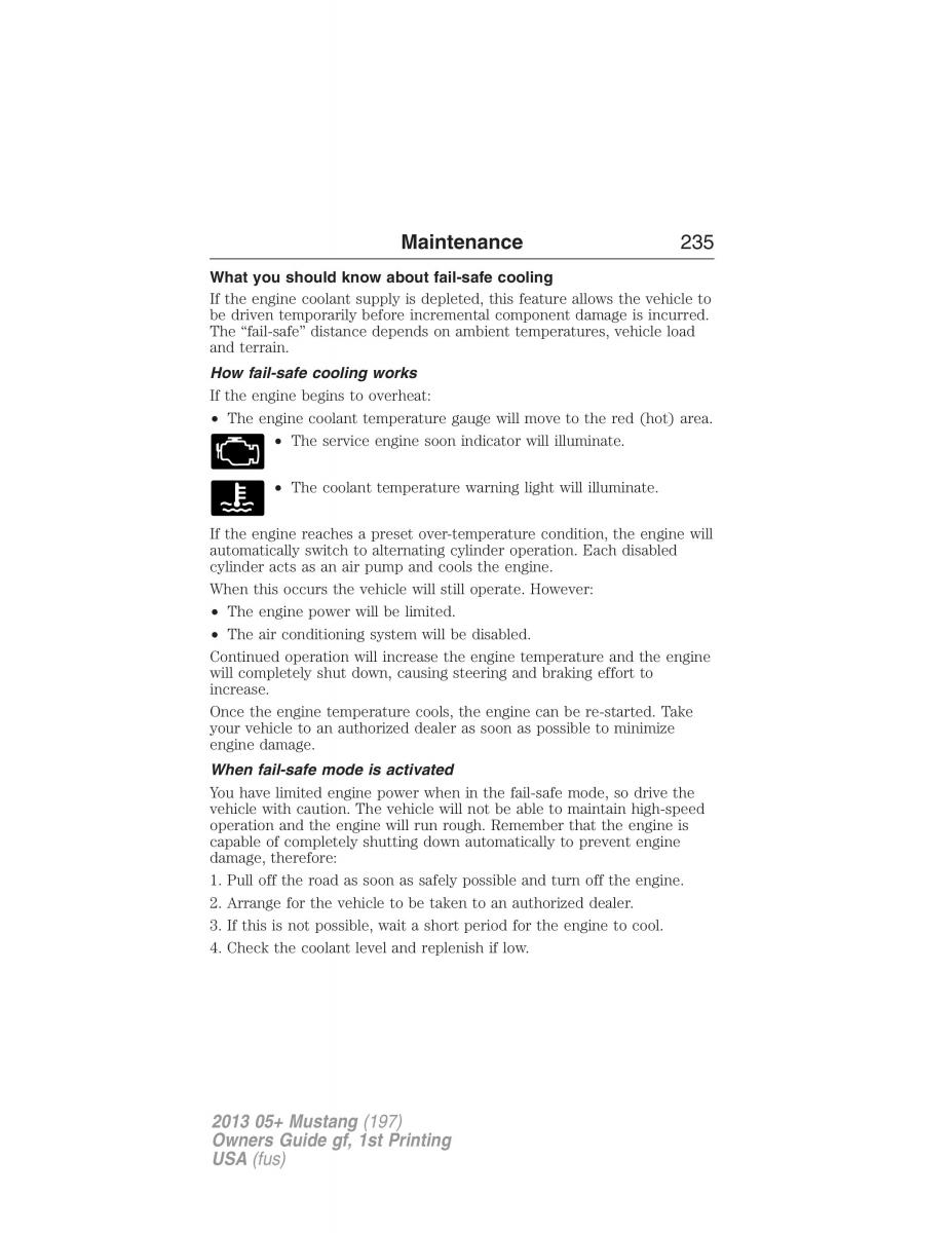 Ford Mustang V 5 owners manual / page 235