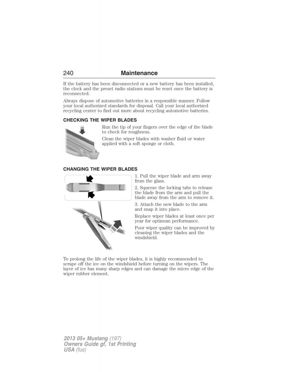 Ford Mustang V 5 owners manual / page 240