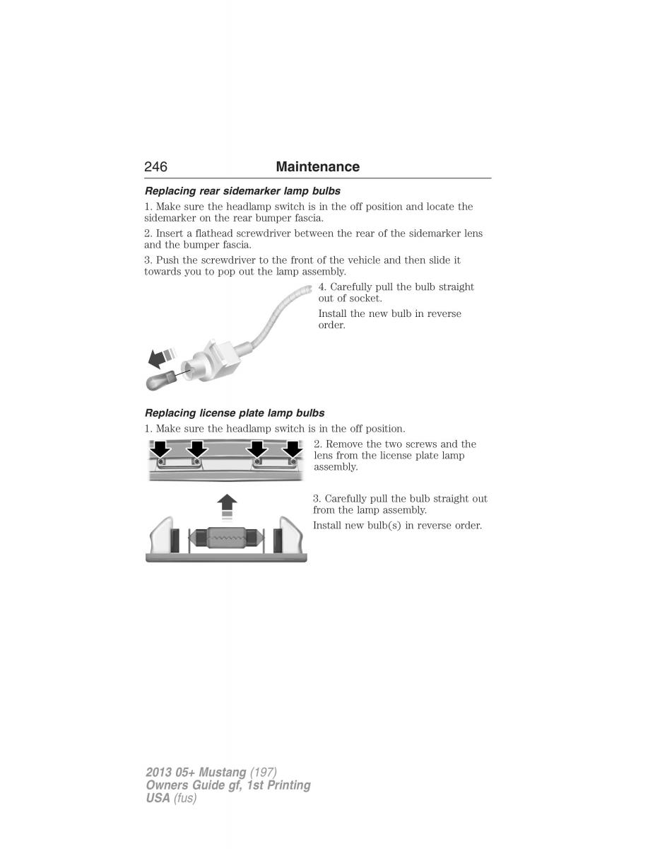 Ford Mustang V 5 owners manual / page 246