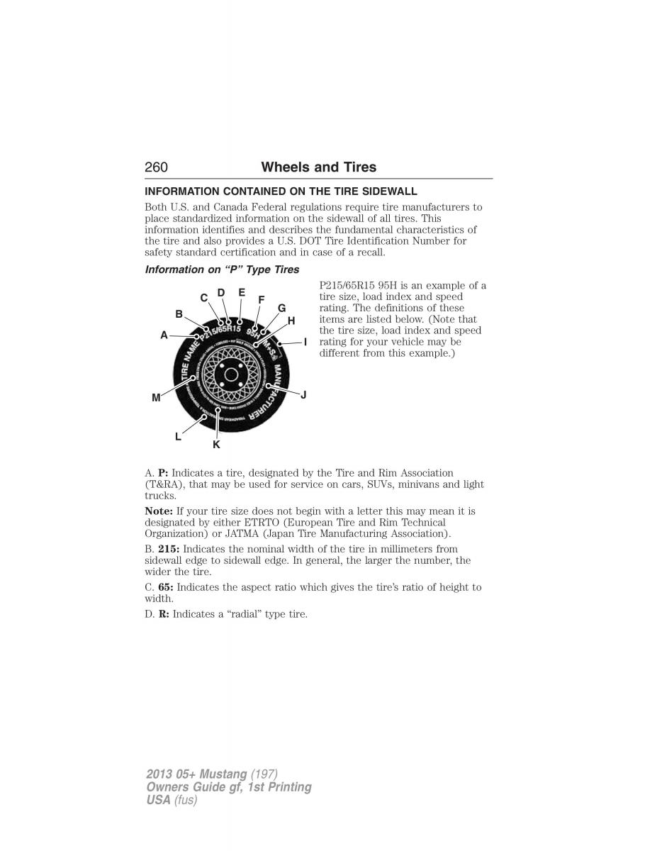 Ford Mustang V 5 owners manual / page 260