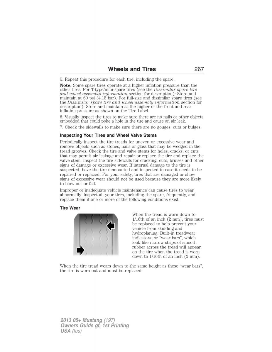 Ford Mustang V 5 owners manual / page 267