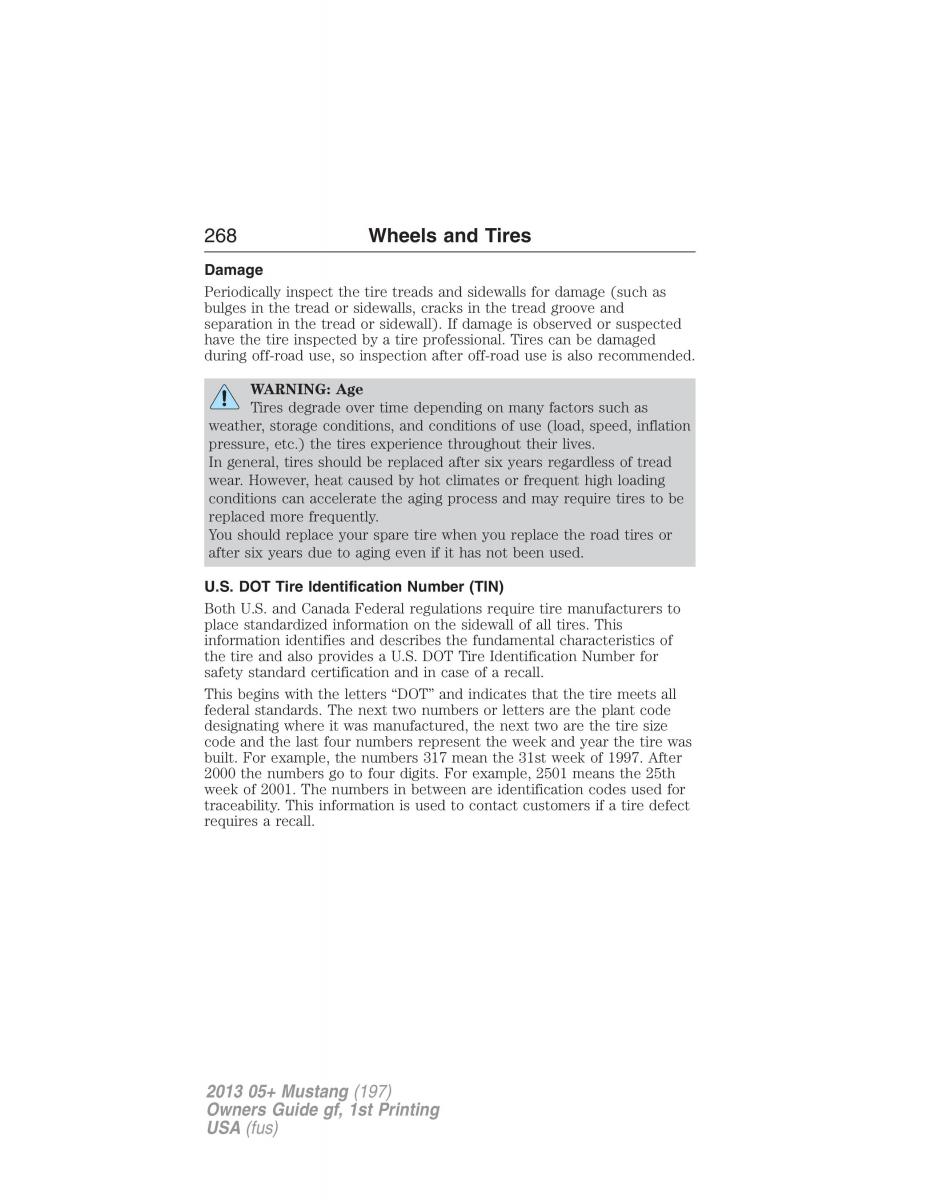 Ford Mustang V 5 owners manual / page 268