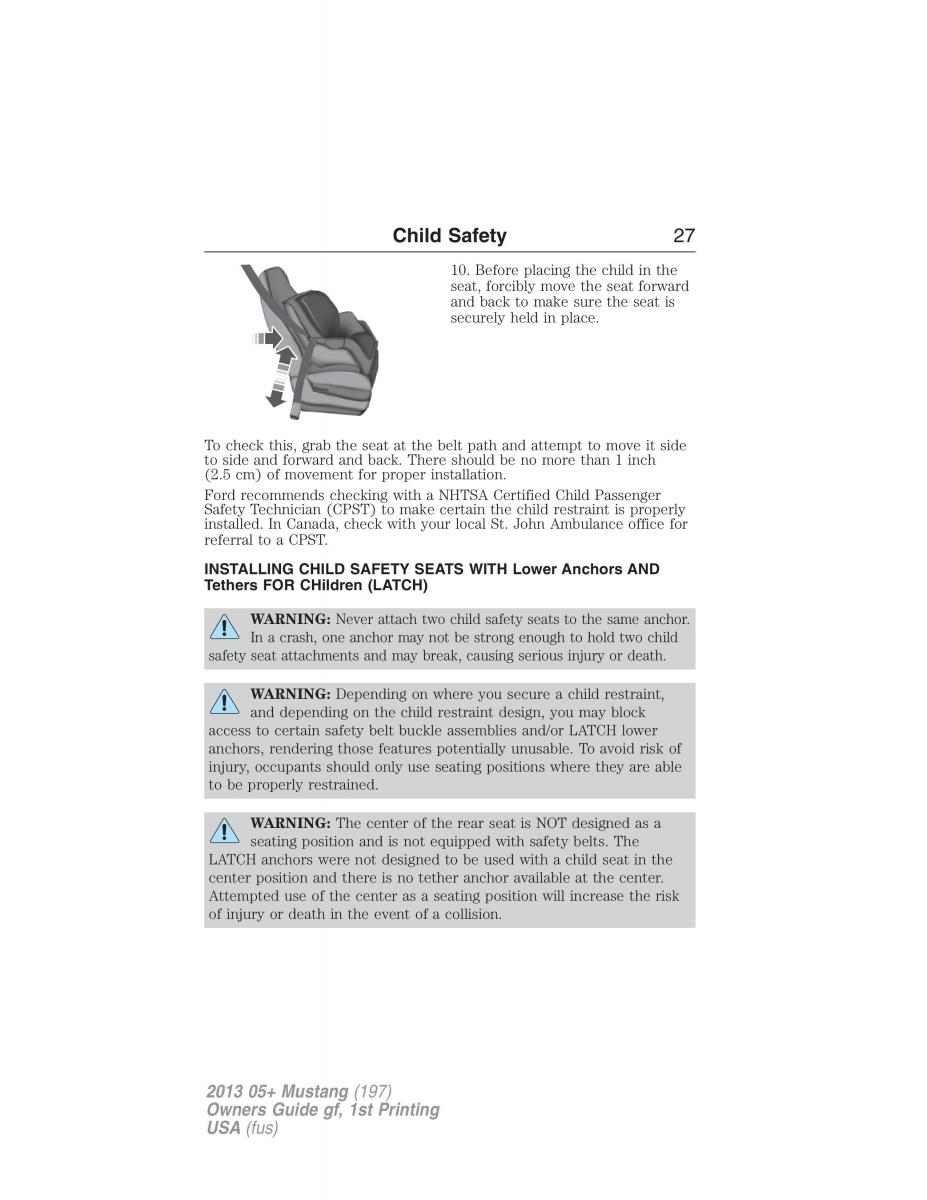 Ford Mustang V 5 owners manual / page 27