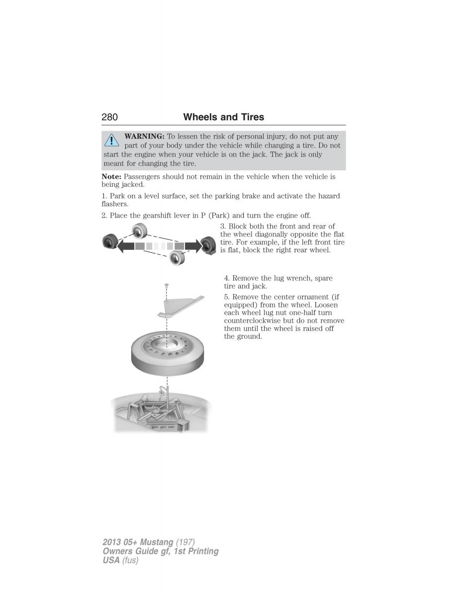 Ford Mustang V 5 owners manual / page 280