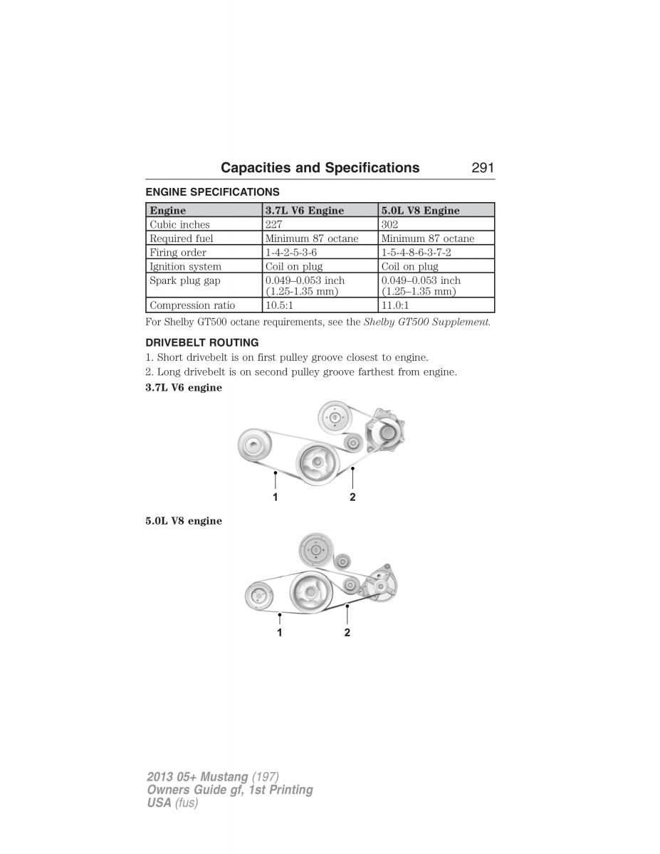 Ford Mustang V 5 owners manual / page 291