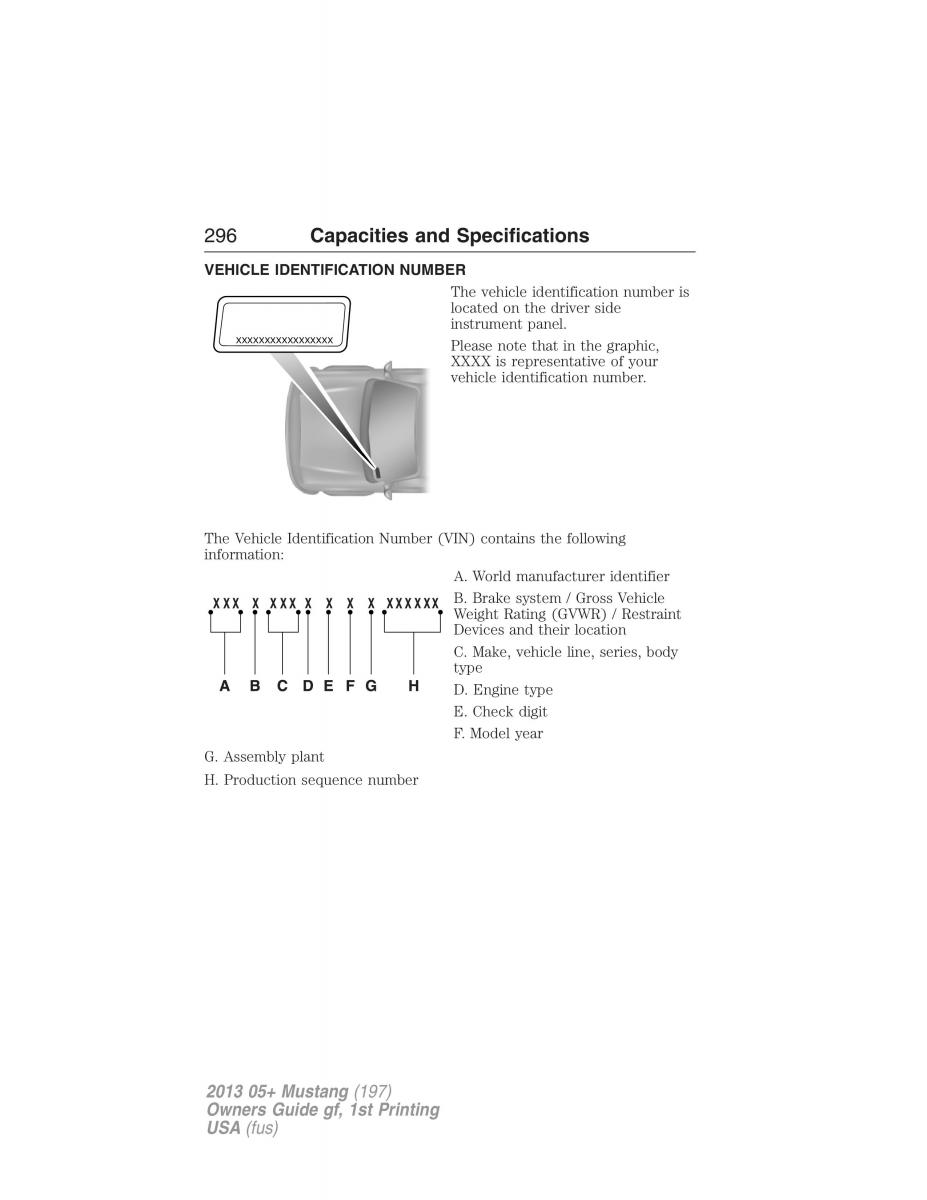 Ford Mustang V 5 owners manual / page 296