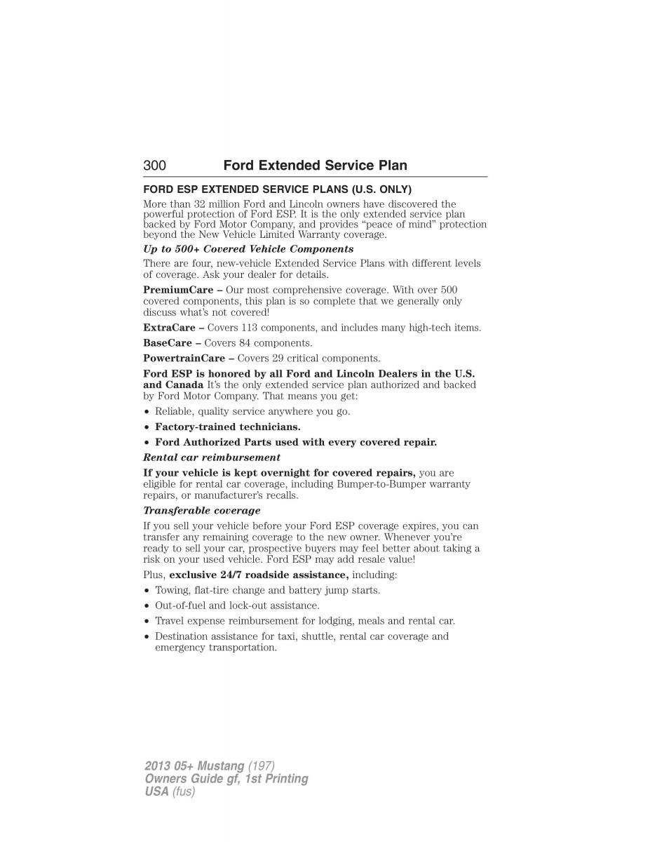 Ford Mustang V 5 owners manual / page 300